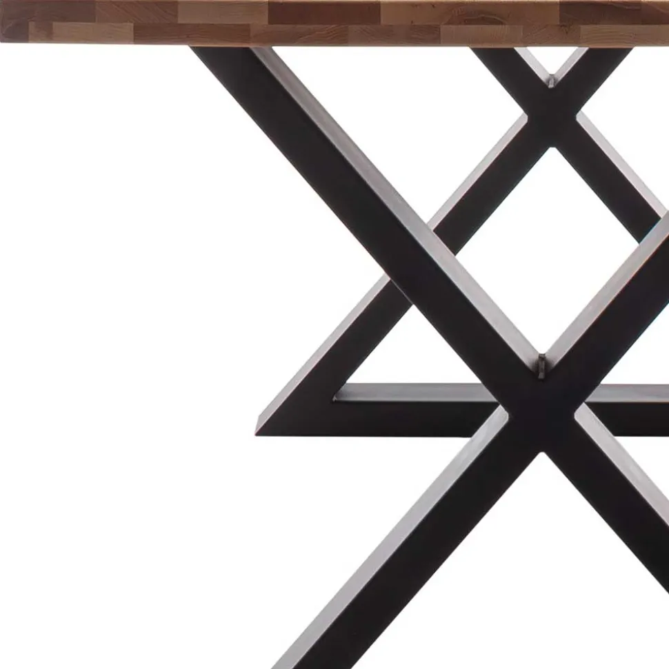 Zerreiche Tisch mit Naturkante und X-Füßen - Yelna