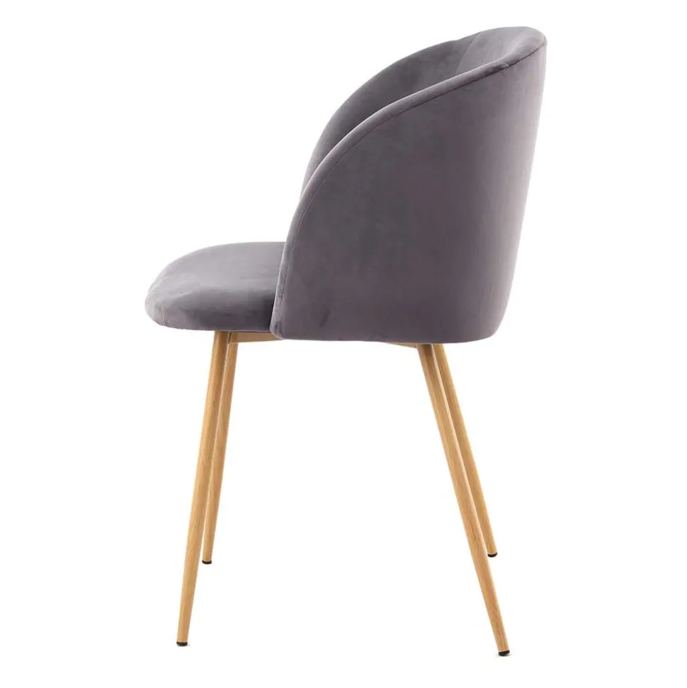 Zwei Esstischstühle in Grau Samt - Antonio (2er Set)