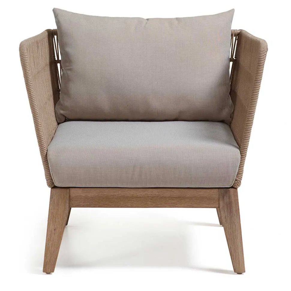 Zwei Lounge Sessel Jelaninos mit Holz & Geflecht (2er Set)