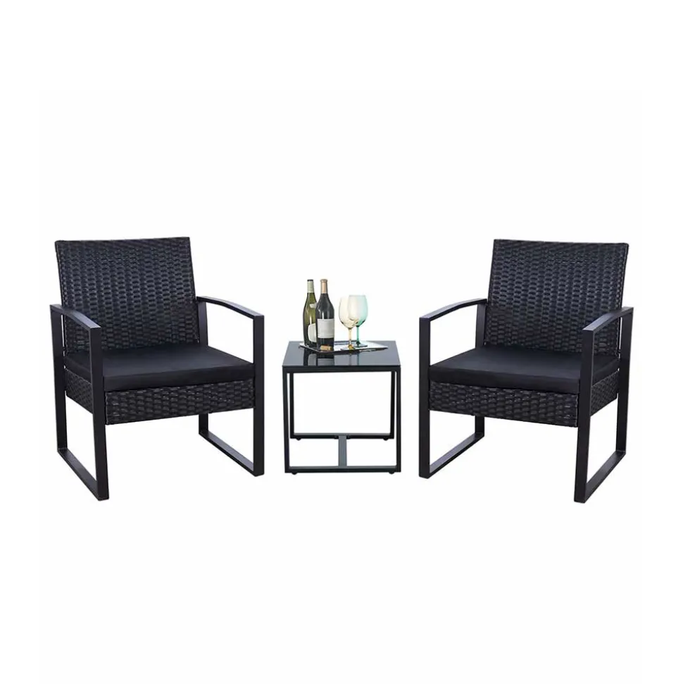 Zwei Polyrattan Sessel & Beistelltisch - Donny (dreiteilig)