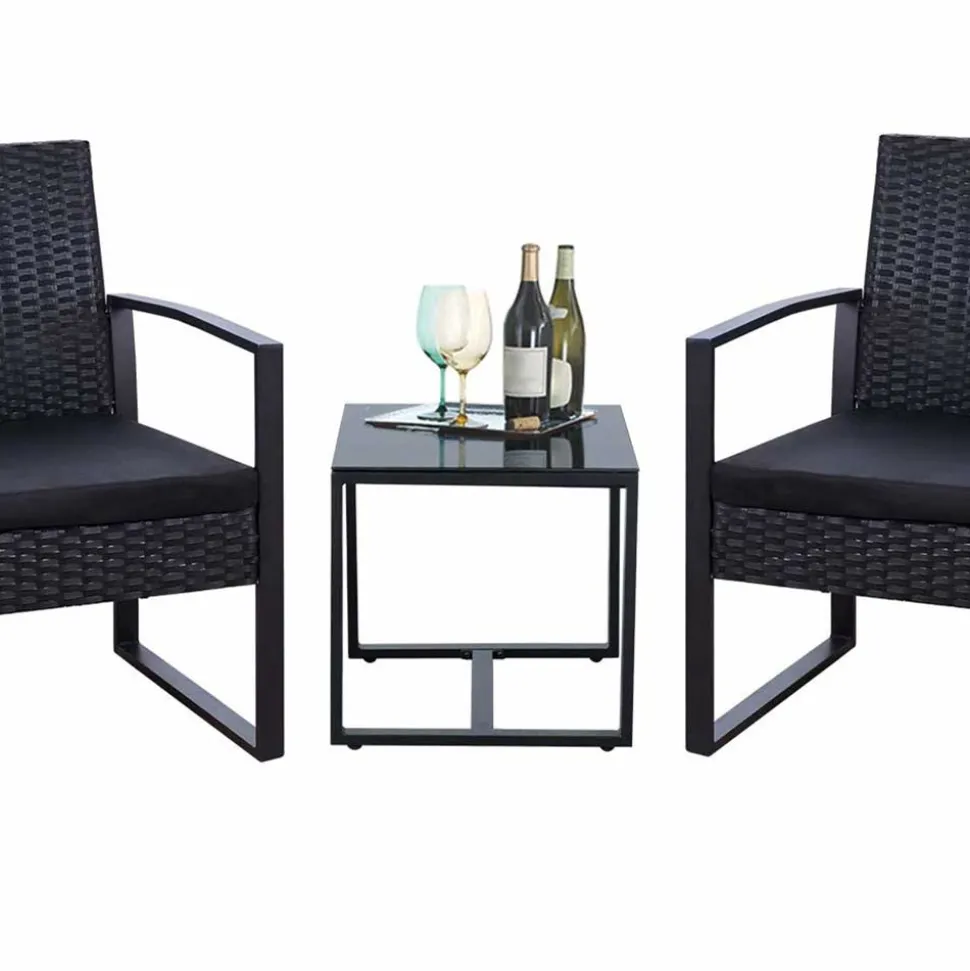 Zwei Polyrattan Sessel & Beistelltisch - Donny (dreiteilig)