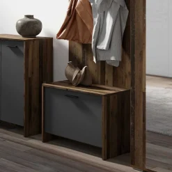 Zweifarbige Garderobenbank in Altholz Optik - Oktaria