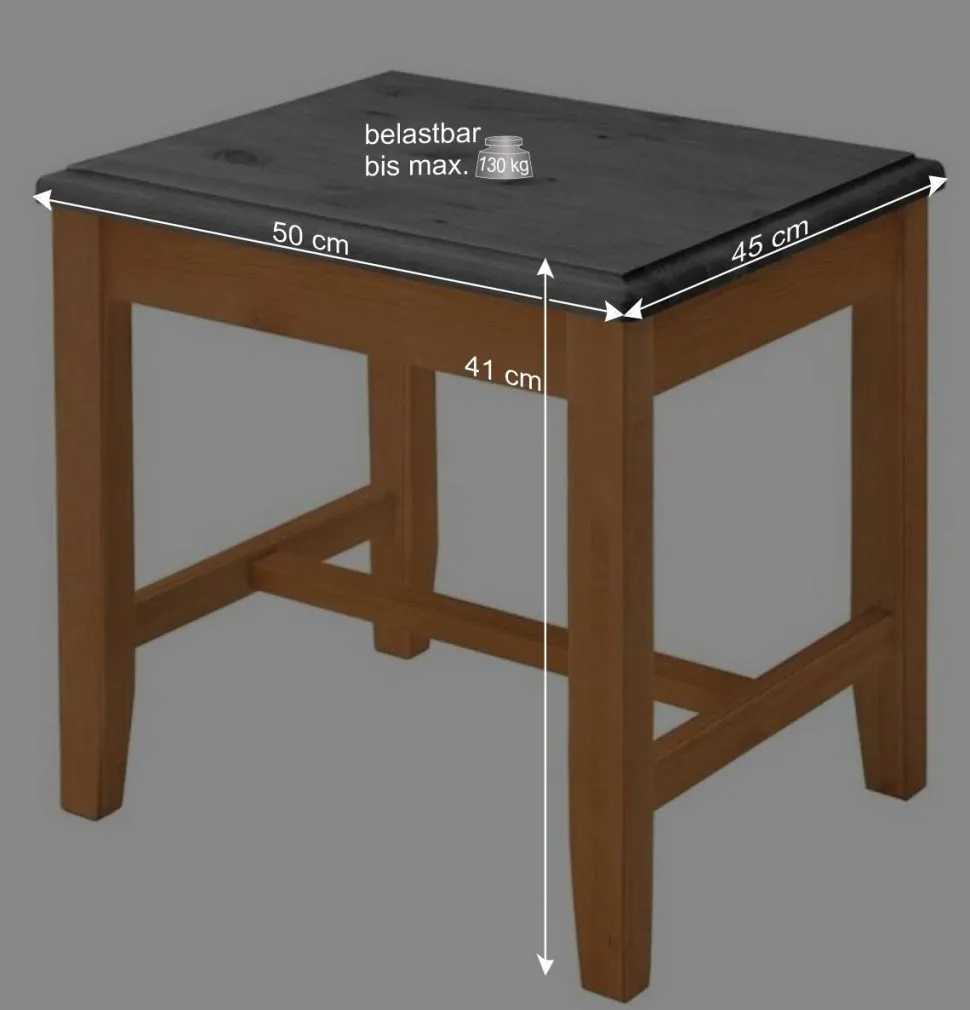 Zweifarbiger Holzhocker in Laugenfarbig und Grau - Eshelas