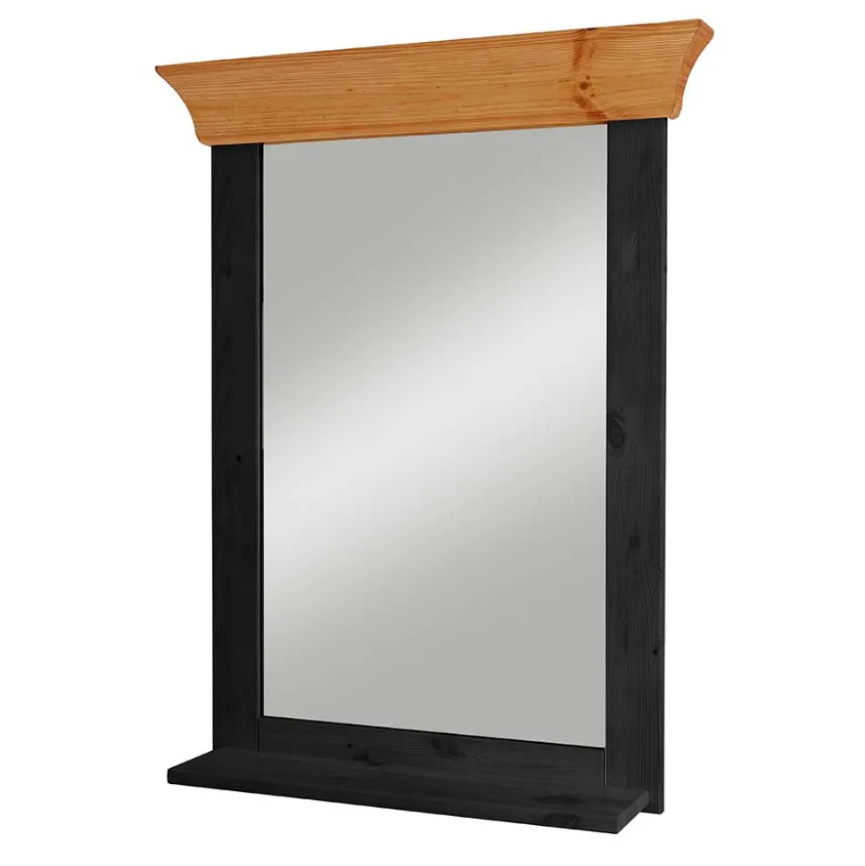 Zweifarbiger Spiegel in Schwarz & Kiefer Laugenfarben - Strada