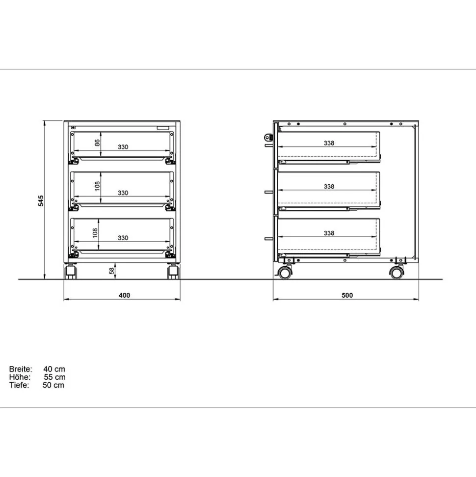 Zweifarbiges Set Schreibtisch & Rollcontainer - Laszlo (zweiteilig)