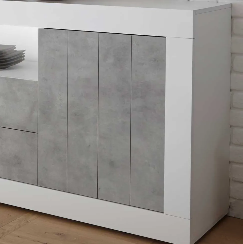 Zweifarbiges Sideboard mit offenem Fach - Niris