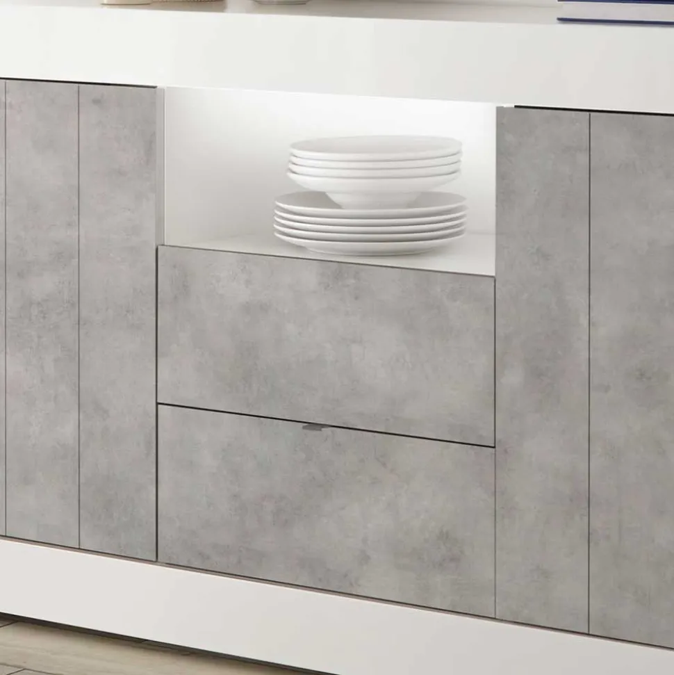 Zweifarbiges Sideboard mit offenem Fach - Niris