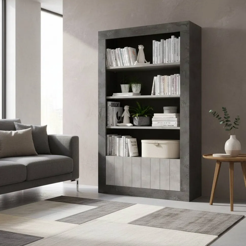Zweifarbiges Standregal in Grau Dekor - Seciona