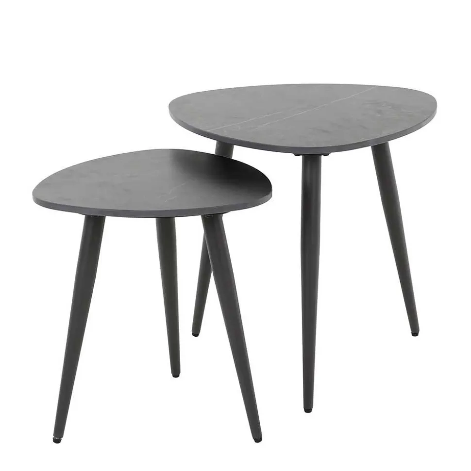 Zweisatz Beistelltisch mit Keramikplatte - Yaliaz (zweiteilig)
