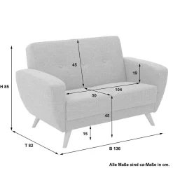 Zweisitzer Sofa in Grau Microfaser - Durencas
