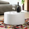 Zylinder Design Couchtisch in Hochglanz Weiß - Reading