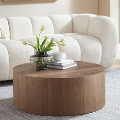 Zylinder Wohnzimmertisch in Walnuss Furnier - Mateon