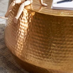 Zylinderform Sofatisch in Gold lackiert - Dronja